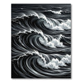 Monochromatic Dark Ocean Wave Art Rug