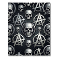 Silver Metallic Skull and Anarchy Symbol Rug