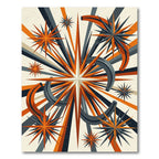Midcentury Orange and Charcoal Starburst Rug