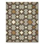 Mid-Century Gold Chain Geometric Diamond Rug