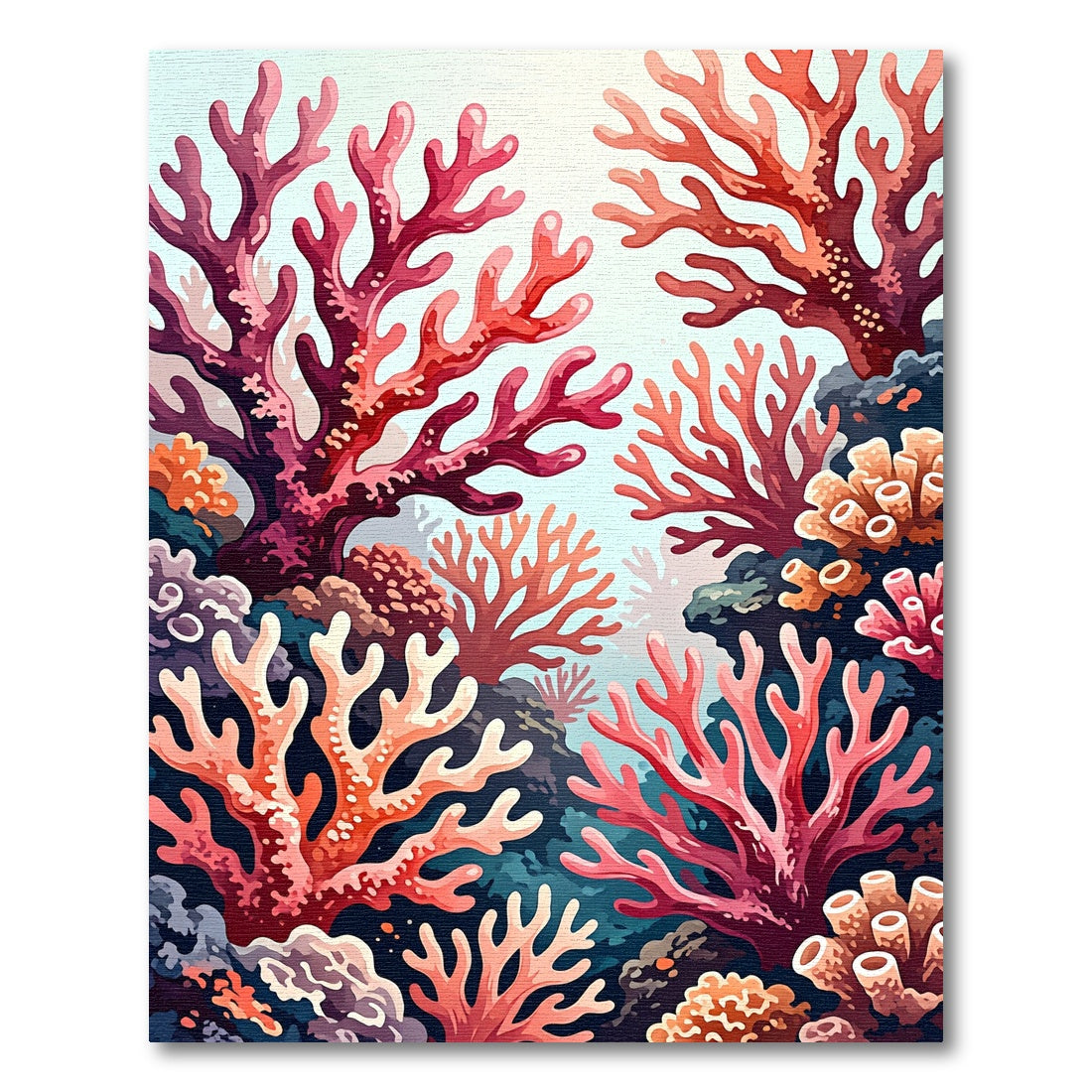 Vibrant Coral Reef Underwater Illustration Rug