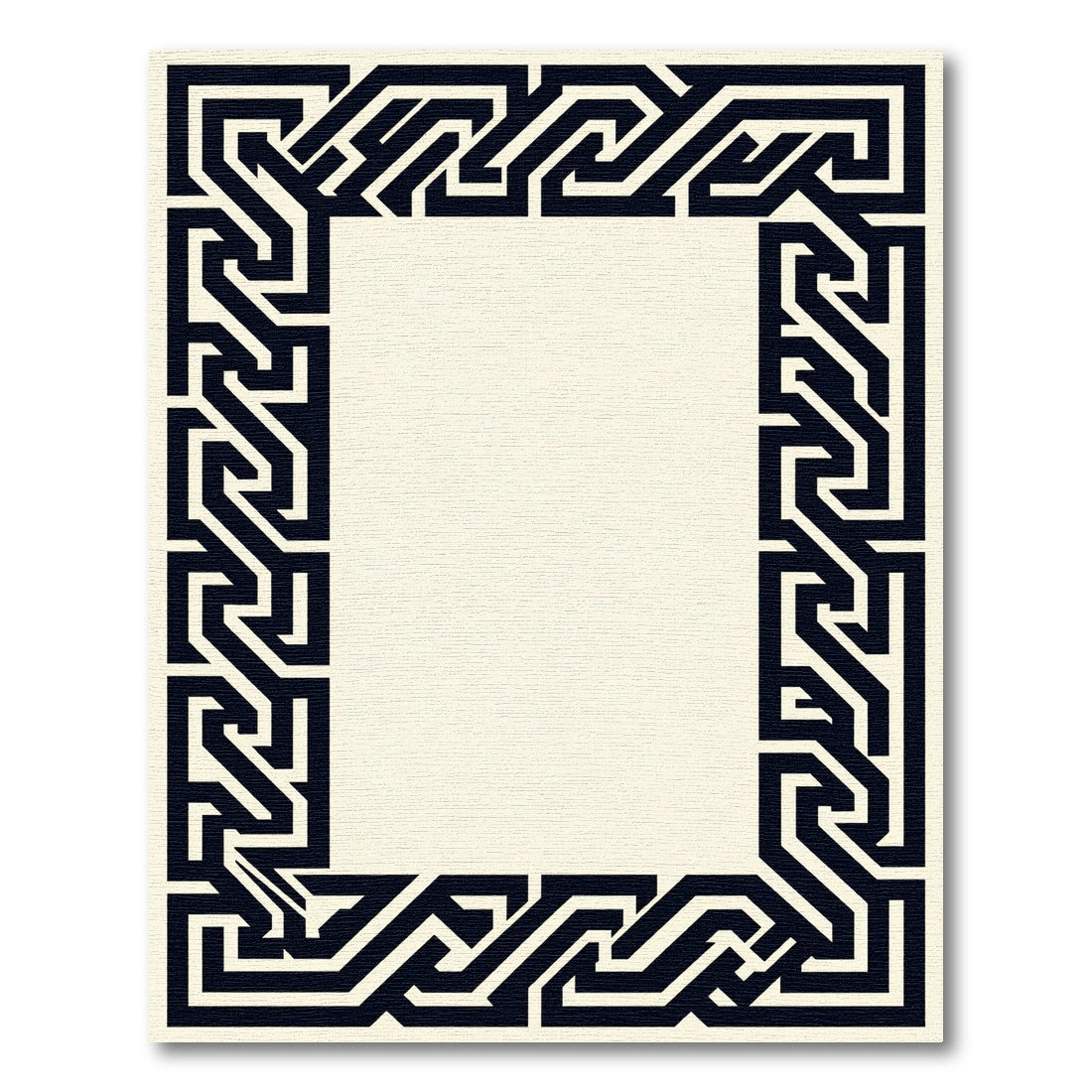 Dark Blue Interlocking Geometric Frame Rug