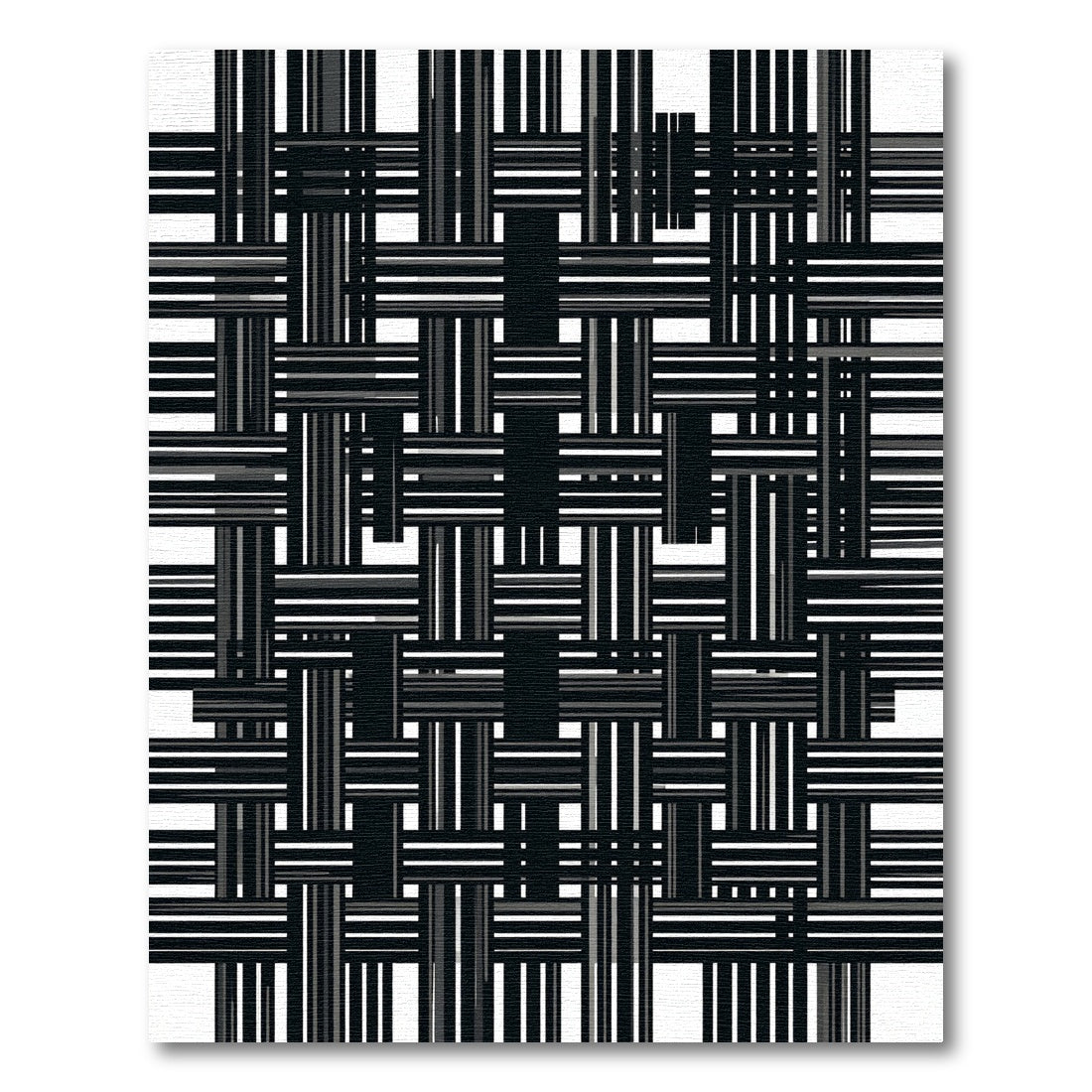 Monochromatic Interwoven Stripe Grid Rug