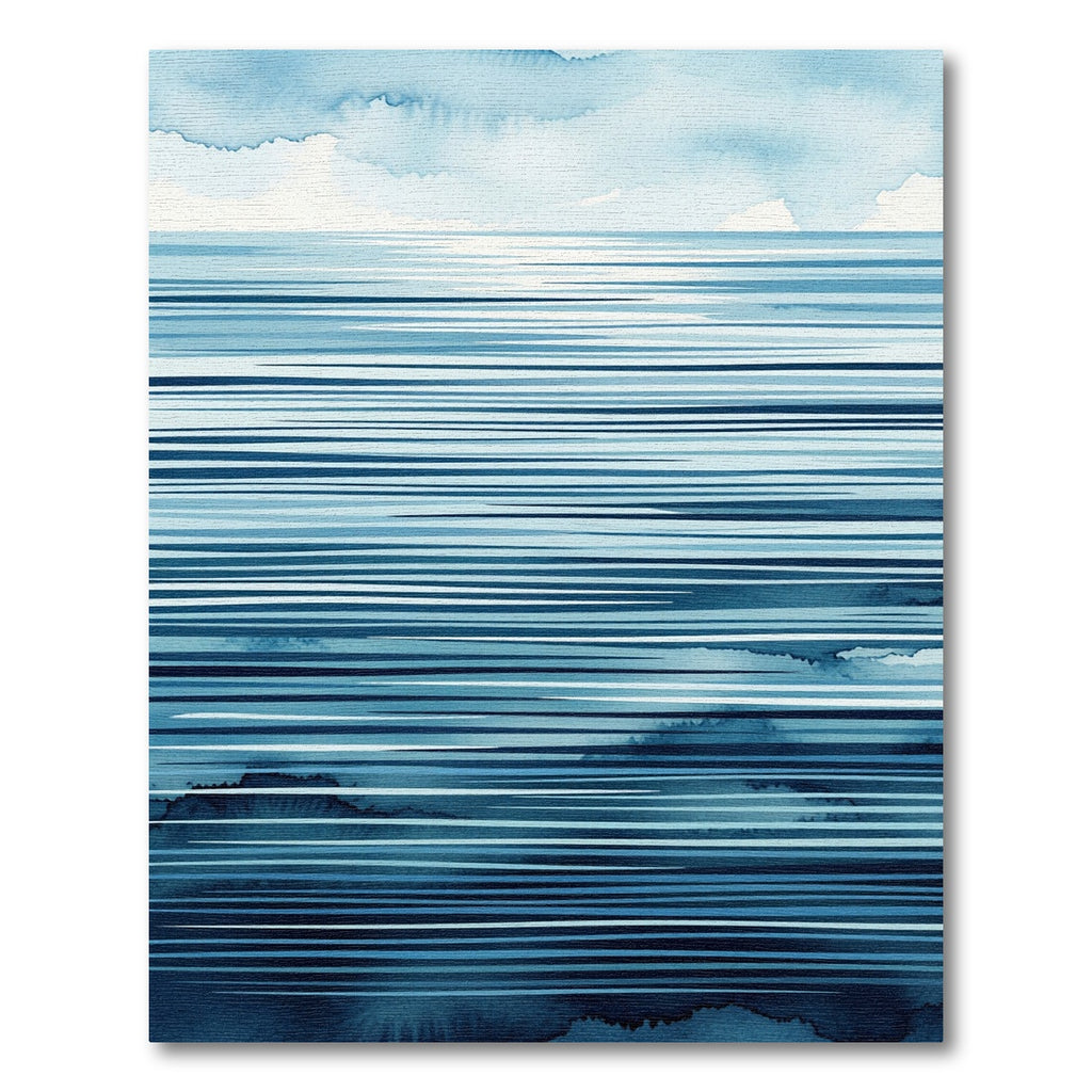 Abstract Blue Ocean Horizon Stripe Rug