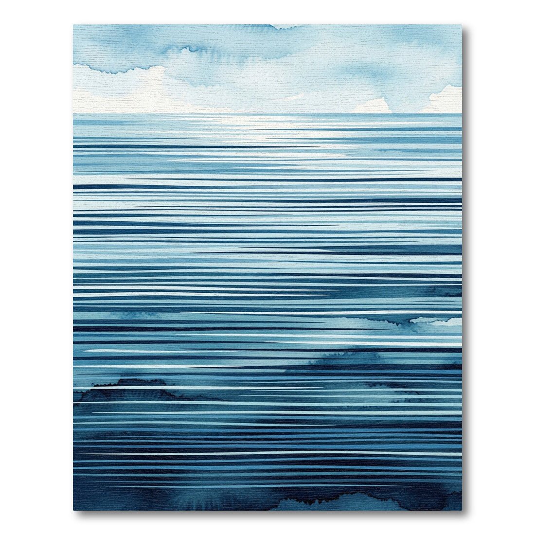 Abstract Blue Ocean Horizon Stripe Rug