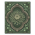 Sage Green Ornate Chrysanthemum Floral Medallion Rug