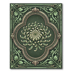Sage Green Ornate Chrysanthemum Floral Medallion Rug