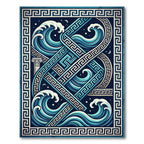 Geometric Aegean Wave Greek Key Art Rug