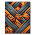 Dynamic Orange Basketball Geometric Stripe Rug