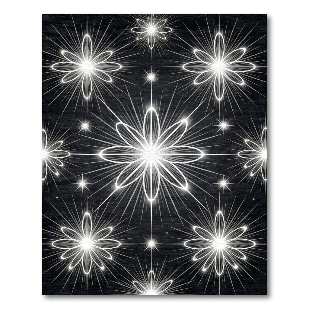 Radiant White Starburst Floral Rug