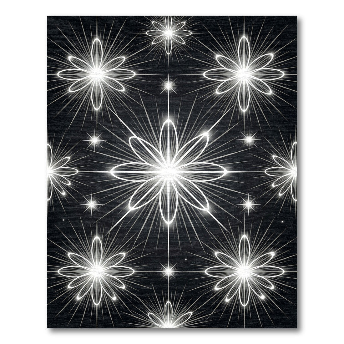 Radiant White Starburst Floral Rug