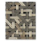 Woven Tan Gray Interlocking Bands Rug
