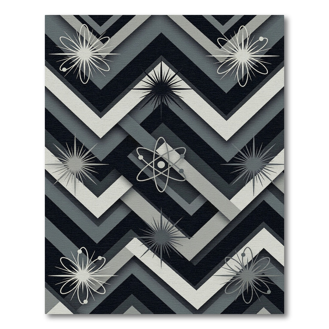 Monochromatic Atomic Stars Chevron Rug