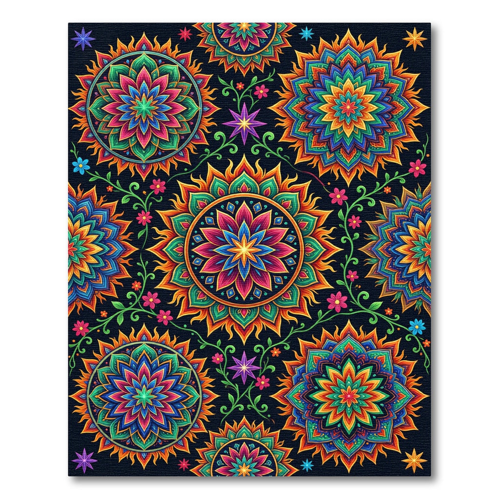 Vibrant Mandala Sunburst Floral Rug