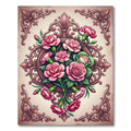 Elegant Pink Carnation Rose Floral Medallion Rug