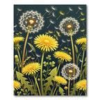 Golden Dandelion Garden on Midnight Blue Rug