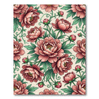 Vintage Blush Peony Botanical Illustration Rug
