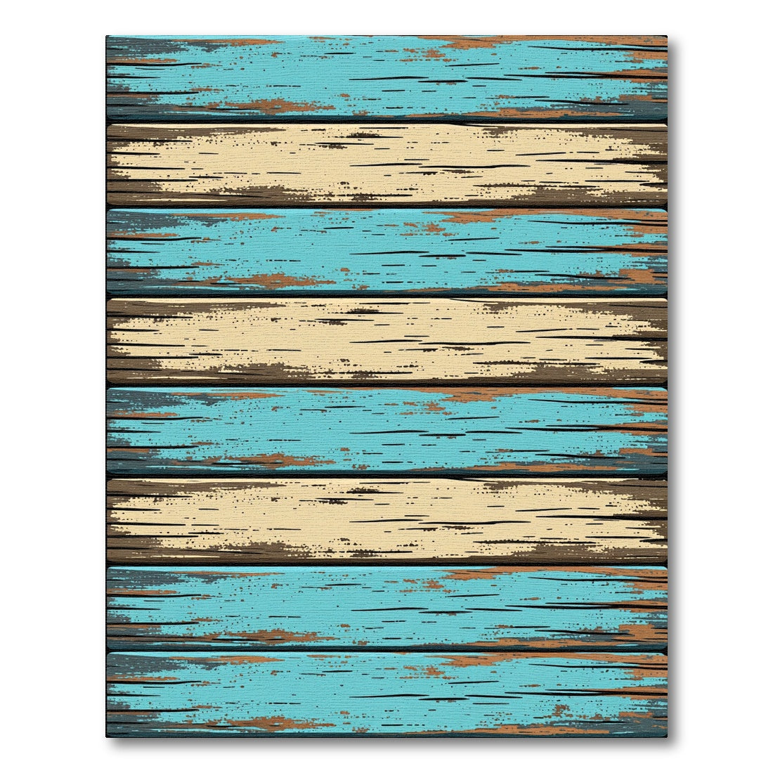 Distressed Coastal Blue Wood Plank Rug