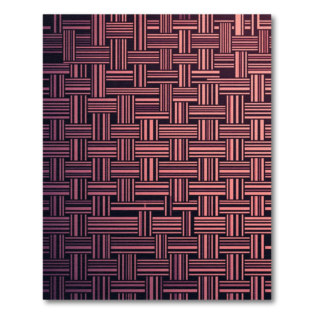 Modern Blush Rose Woven Basket Grid Rug