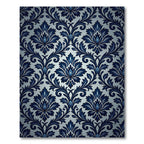 Ornate Royal Blue Damask Floral Rug