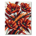 Vibrant Red Floral Abstract Brushstrokes Rug