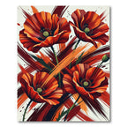 Vibrant Red Floral Abstract Brushstrokes Rug