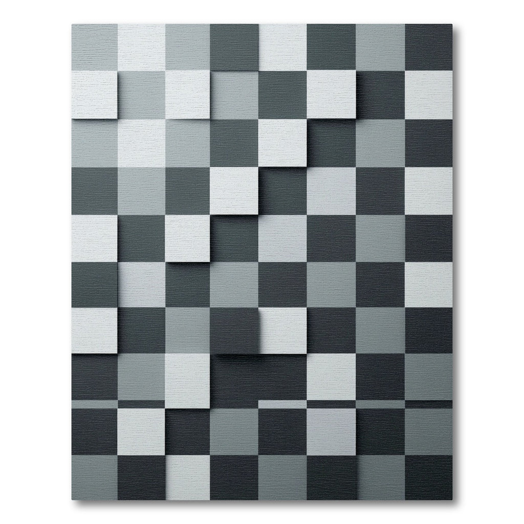 Monochromatic 3D Checkerboard Composition Rug
