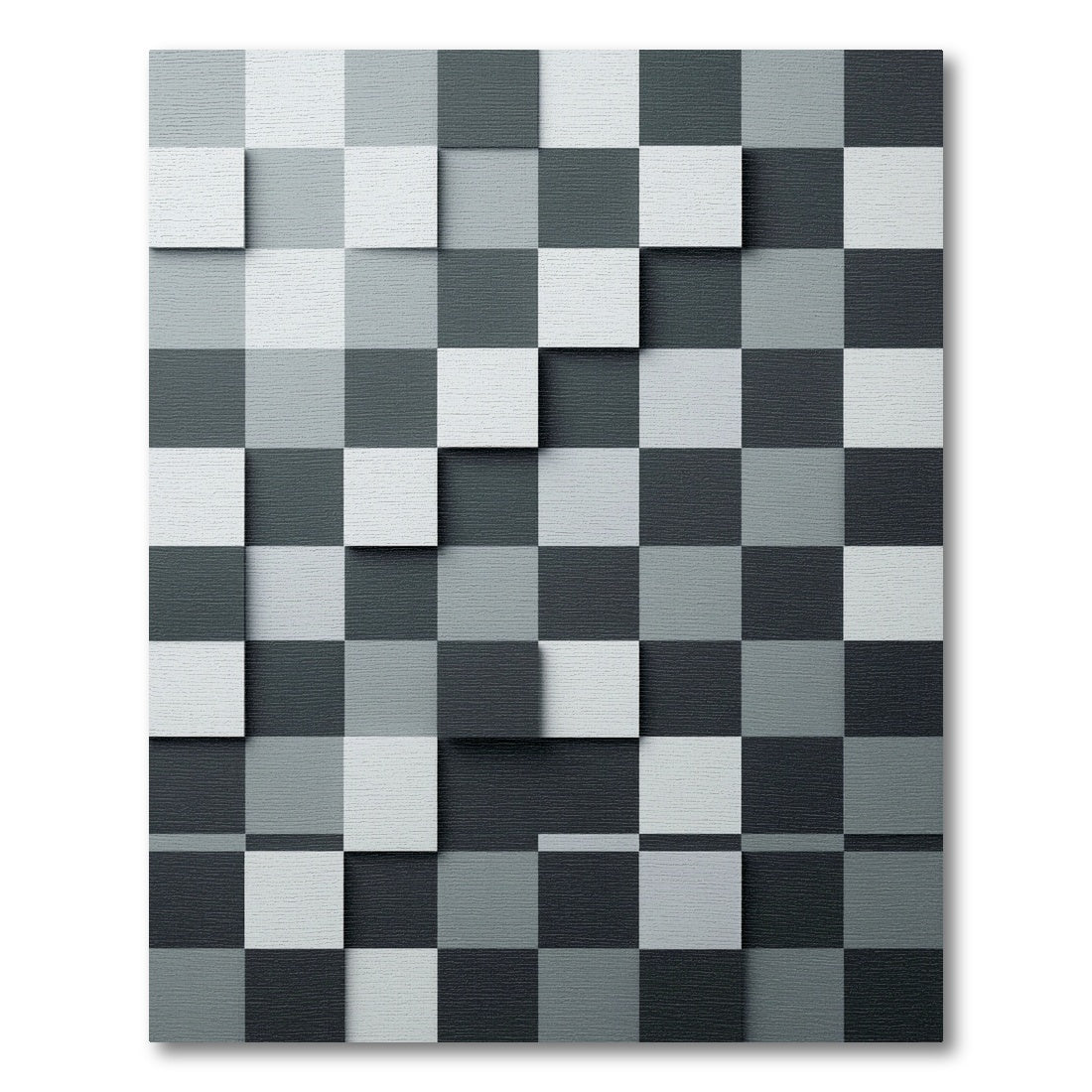 Monochromatic 3D Checkerboard Composition Rug