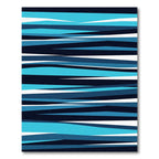 Ocean Blue Abstract Linear Wave Rug