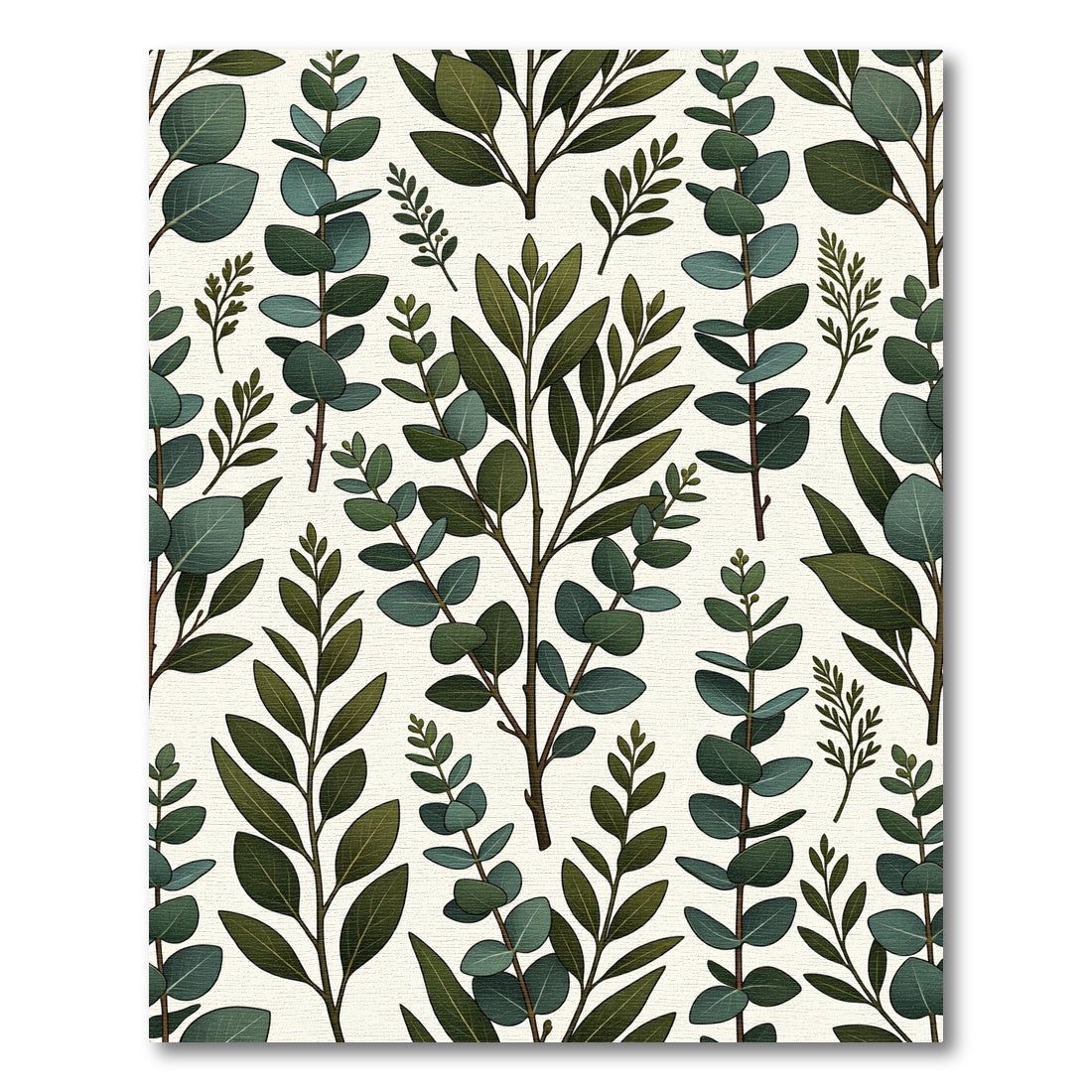 Lush Green Eucalyptus Botanical Branches Rug