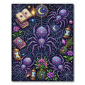Mystical Purple Mandala Spider Web Art Rug