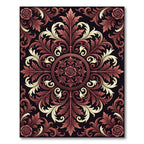 Crimson Rose Scrollwork Ornamental Rug