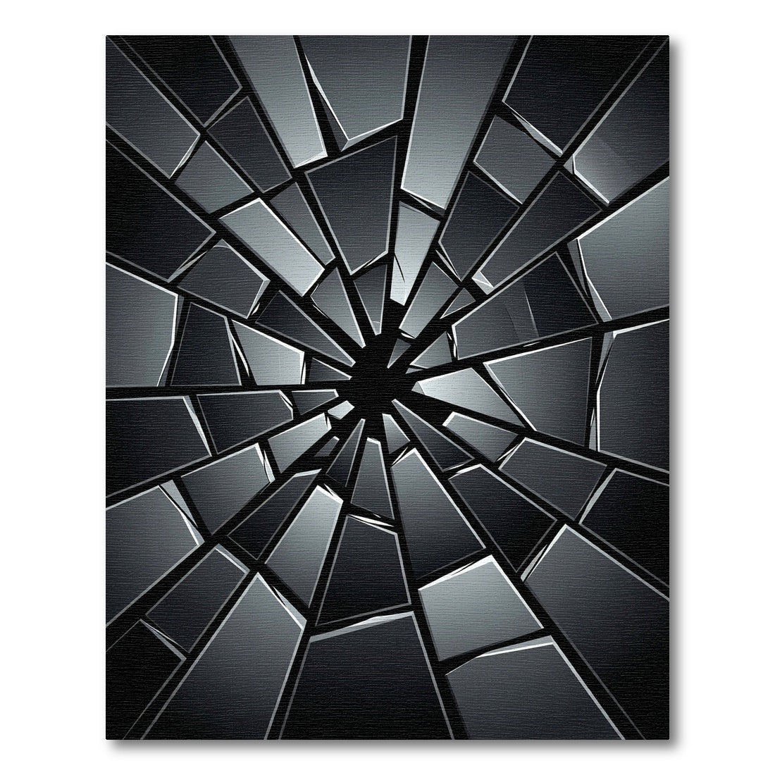 Monochromatic Abstract Fractured Glass Geometric Rug