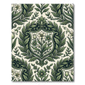 Sage Green Botanical Lily Damask Rug