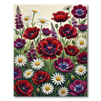 Red Purple Daisy Poppy Garden Rug