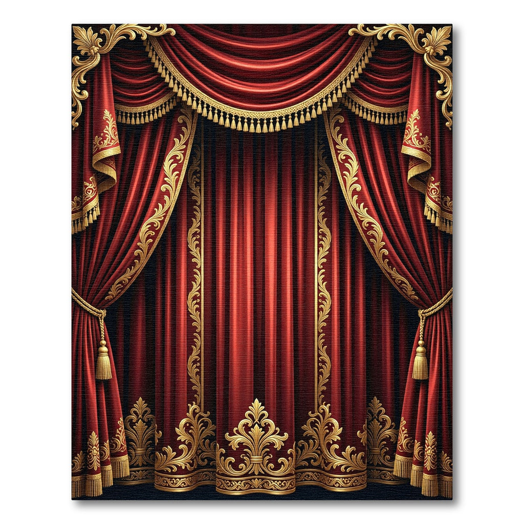Crimson Red Velvet Ornate Textile Rug
