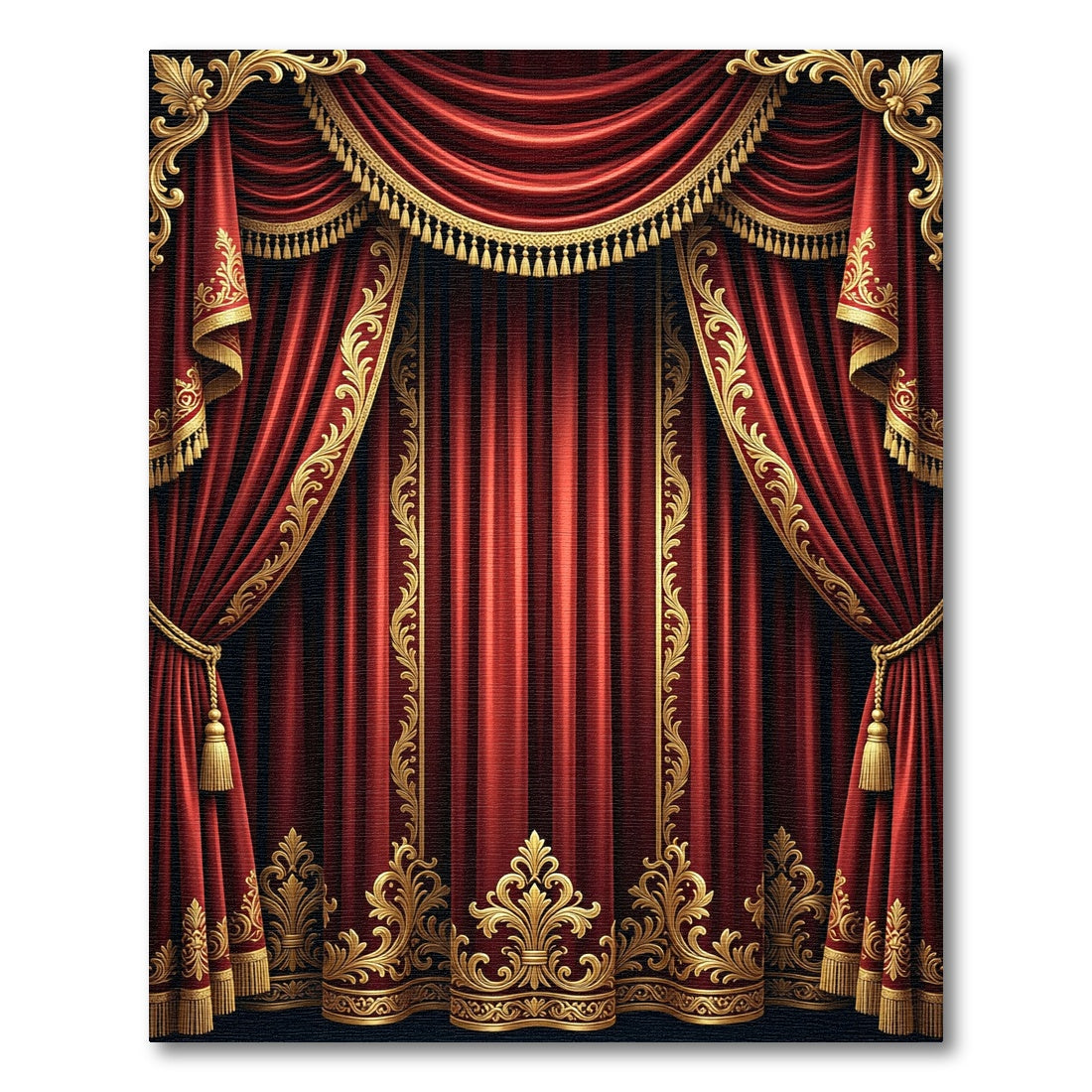 Crimson Red Velvet Ornate Textile Rug