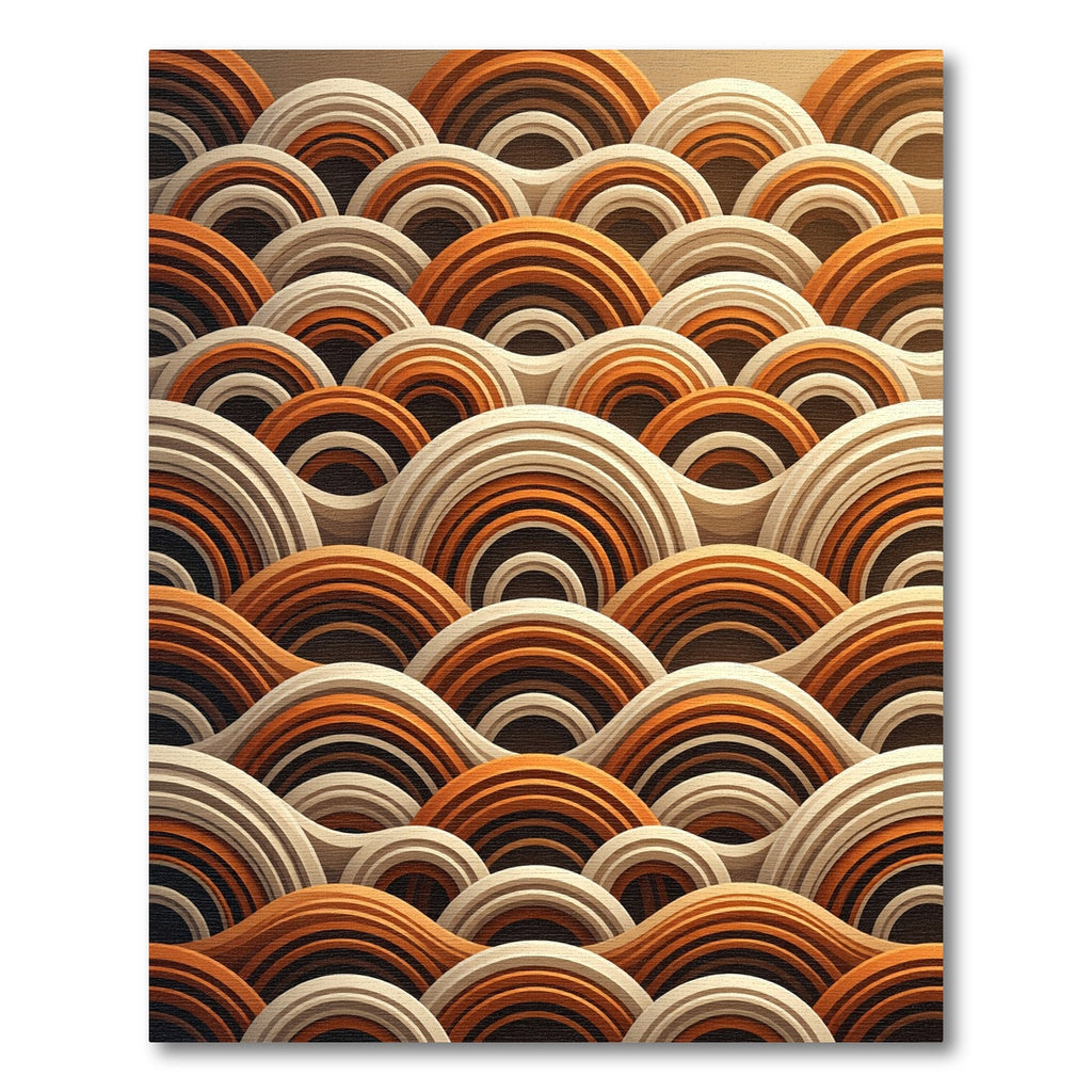 Retro Orange and Cream Wave Rug