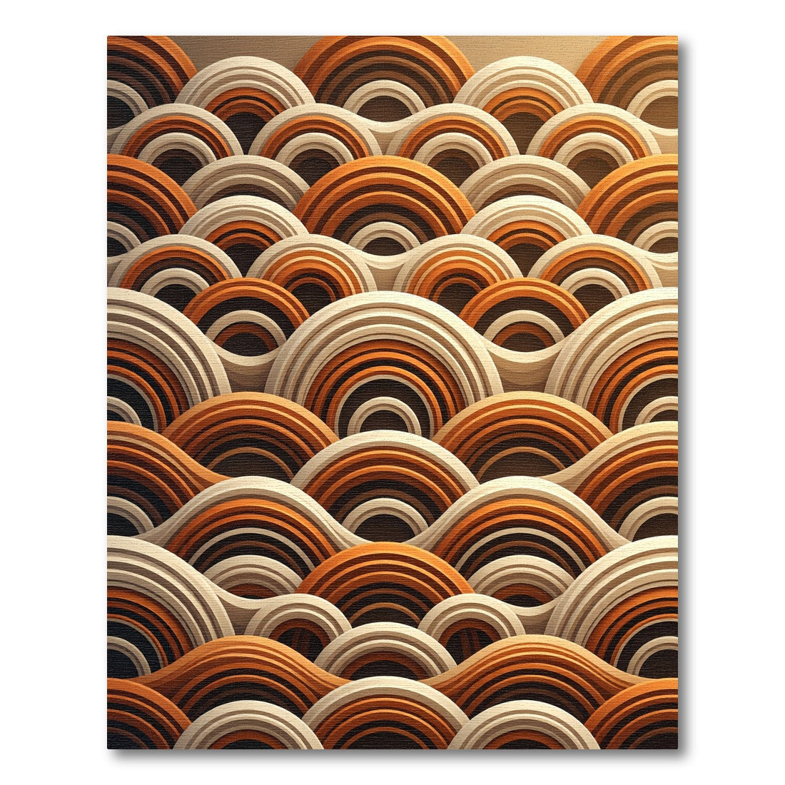 Retro Orange and Cream Wave Rug