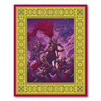 Crimson And Azure Warriors Border Rug