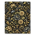 Gold Floral Baroque Damask Peony Swirl Rug