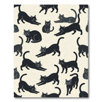 Whimsical Minimalist Black Cat Silhouette Rug