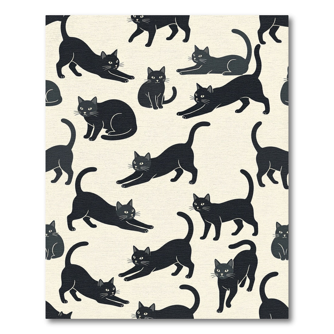 Whimsical Minimalist Black Cat Silhouette Rug