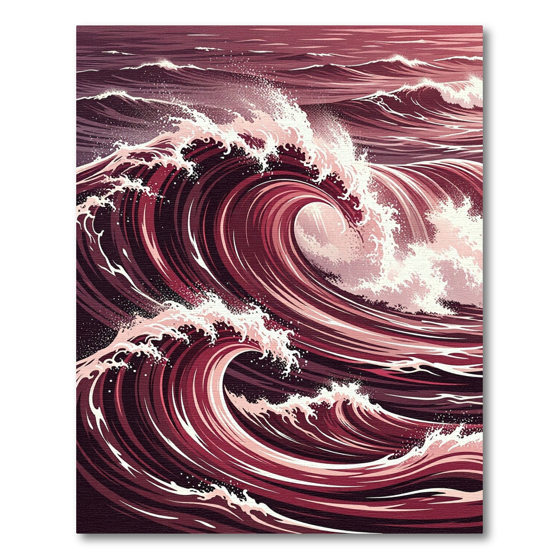 Crimson Ocean Swirl Wave Rug