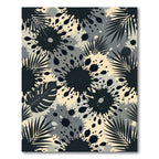 Monochrome Tropical Ink Splash Foliage Rug