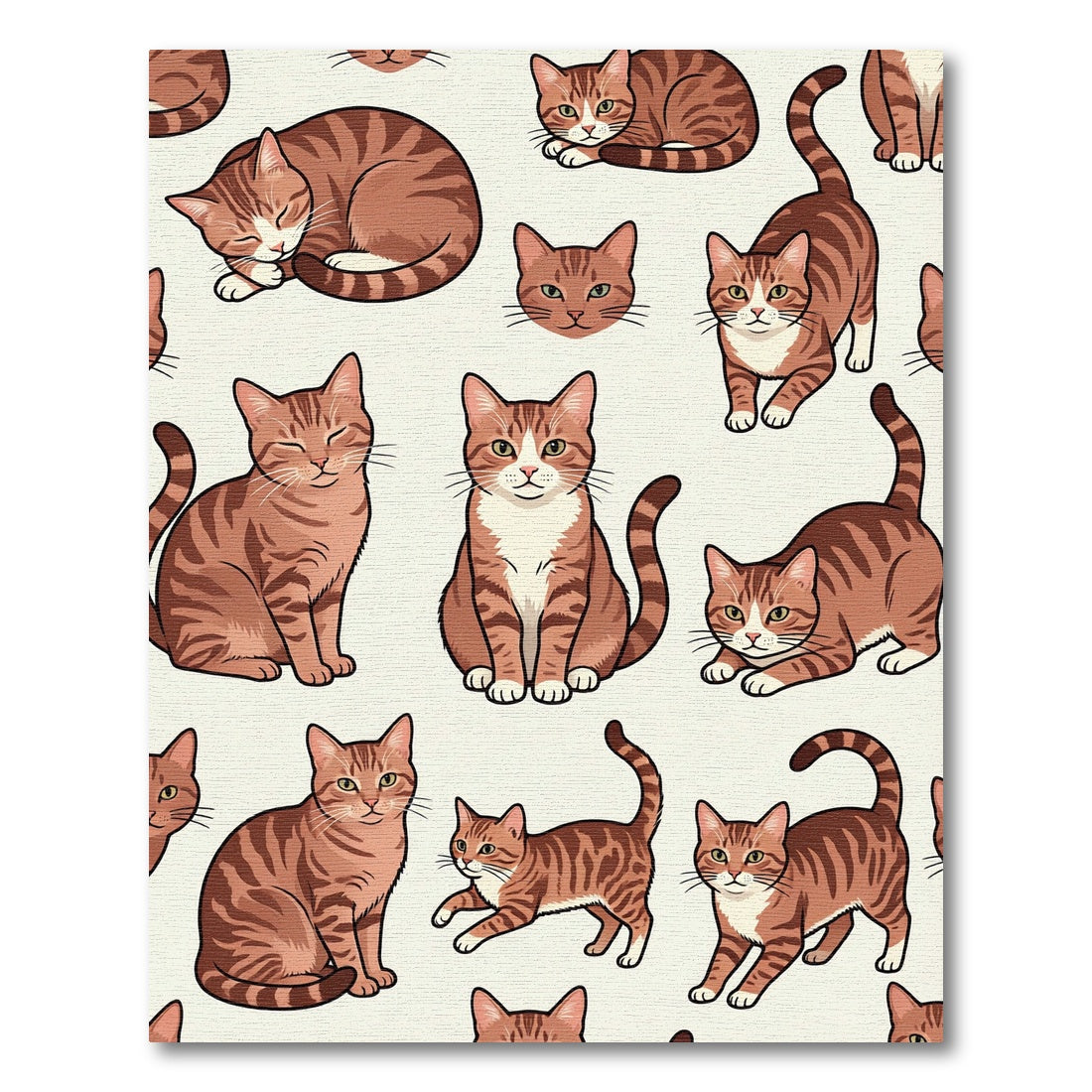 Playful Ginger Tabby Cat Illustration Rug
