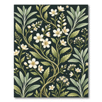 Elegant White Floral Botanical Sage Rug