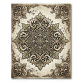 Vintage Ornate Damask Scroll Accent Rug