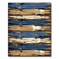 Rustic Distressed Navy and Ochre Planks Rug