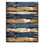 Rustic Distressed Navy and Ochre Planks Rug